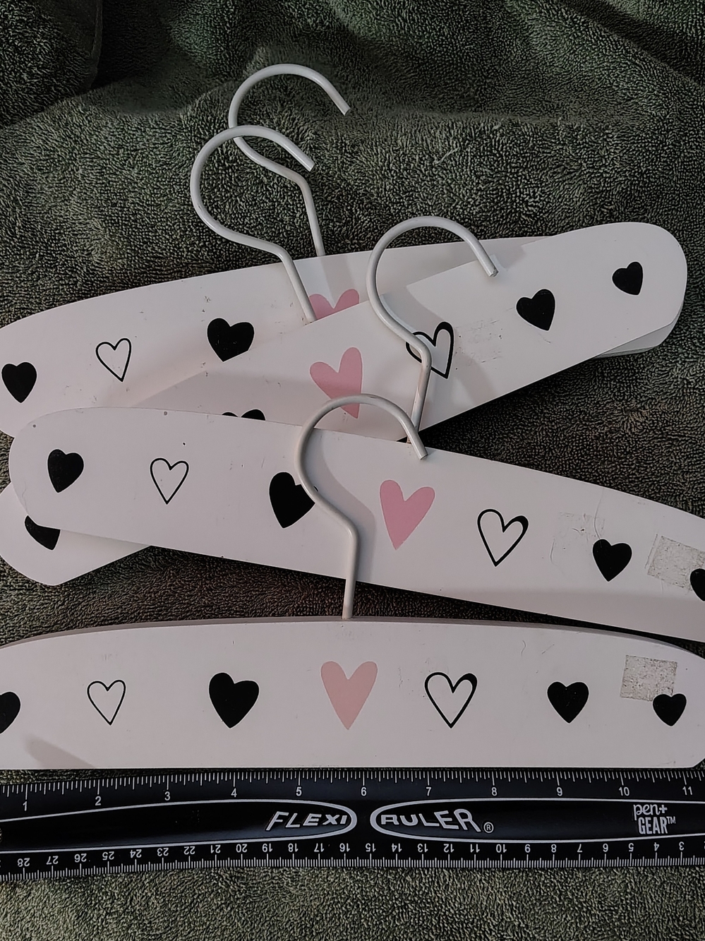 Kids Heart Print White & Pink Wooden Hangers - Set of 4